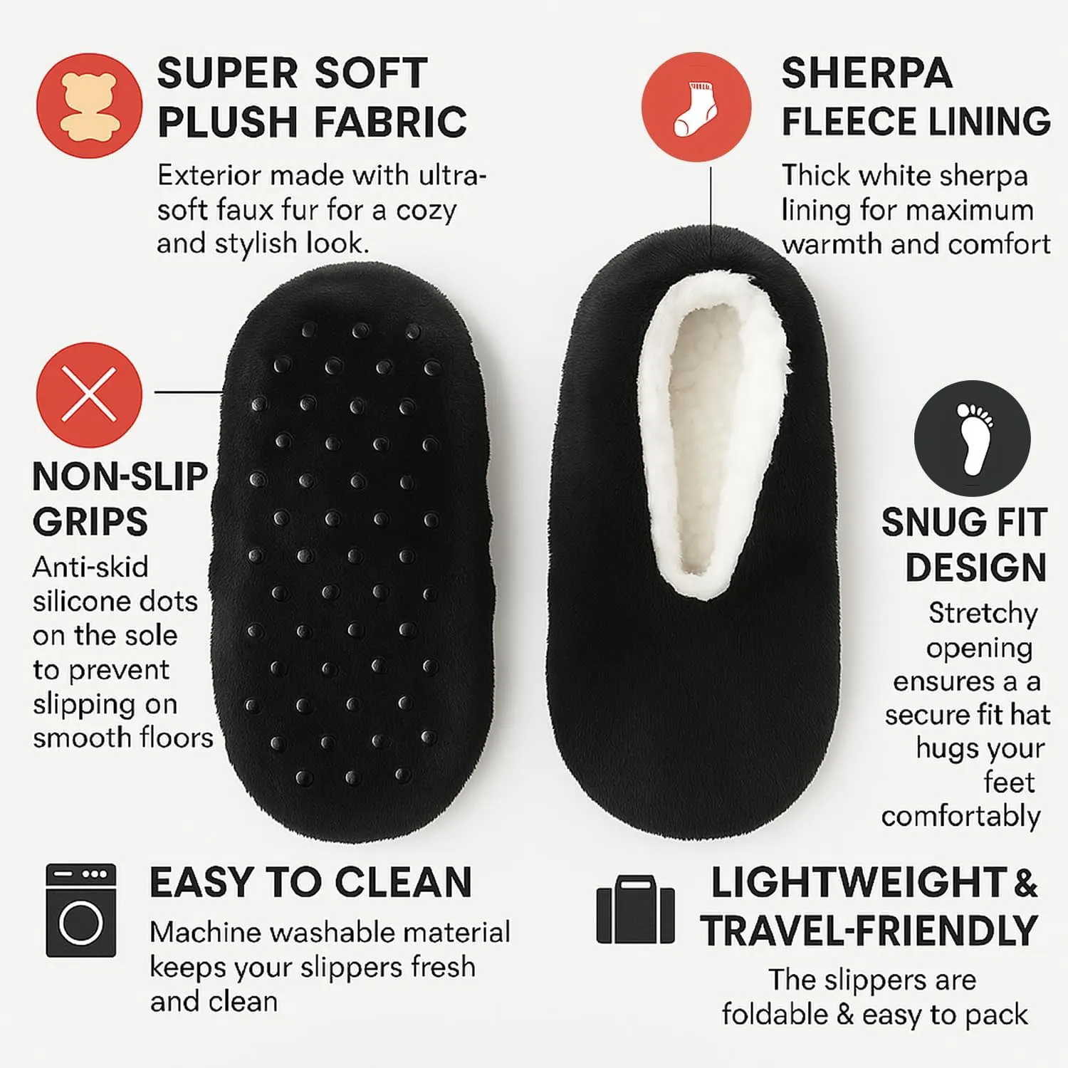 2-Pack Solid Faux Fur Slipper Socks - Soft, Warm, and Non-Slip Winter Essentials, Premium Fleece-Lined, Durable, and Stylish Socks