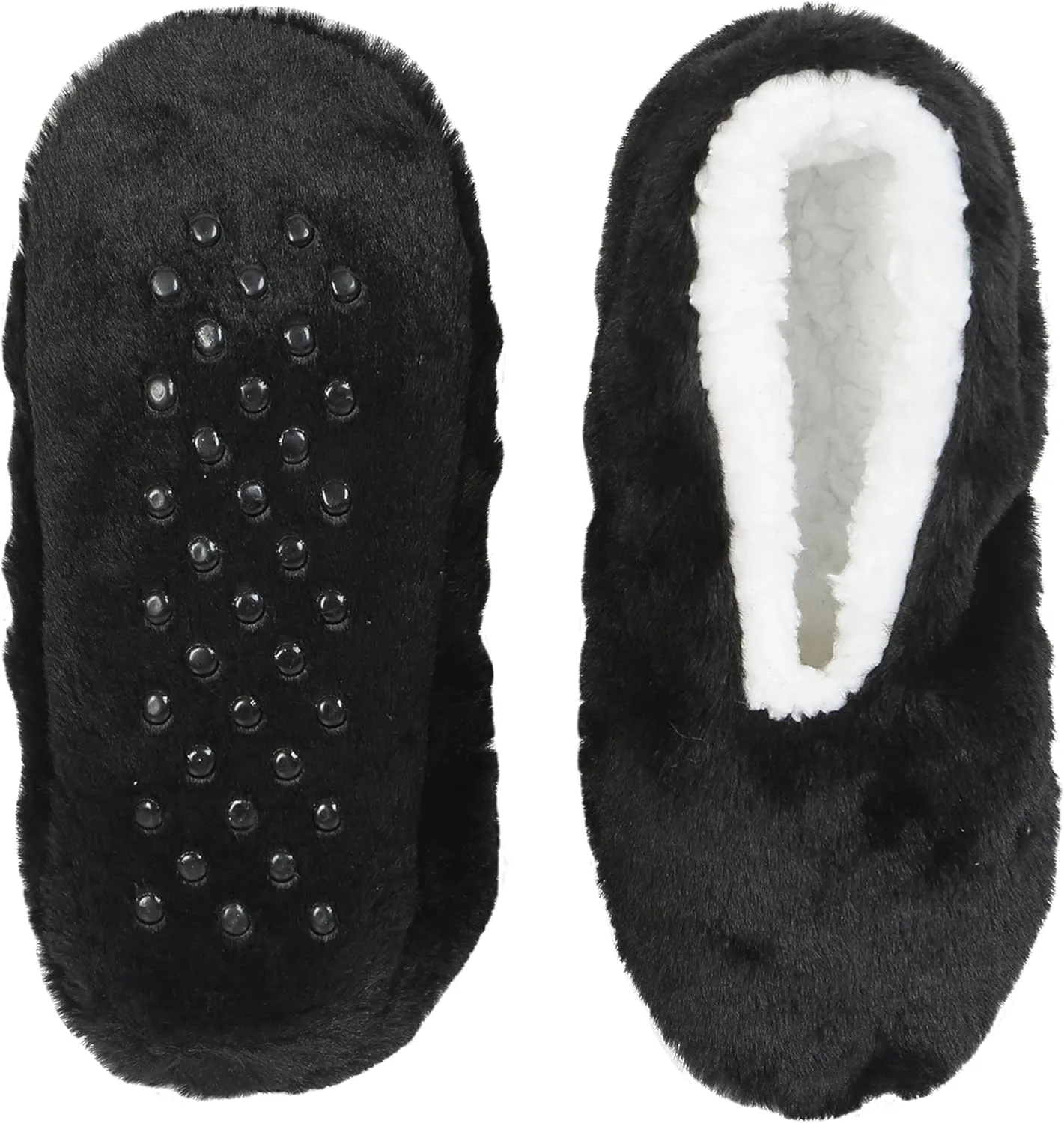 2-Pack Solid Faux Fur Slipper Socks - Soft, Warm, and Non-Slip Winter Essentials, Premium Fleece-Lined, Durable, and Stylish Socks