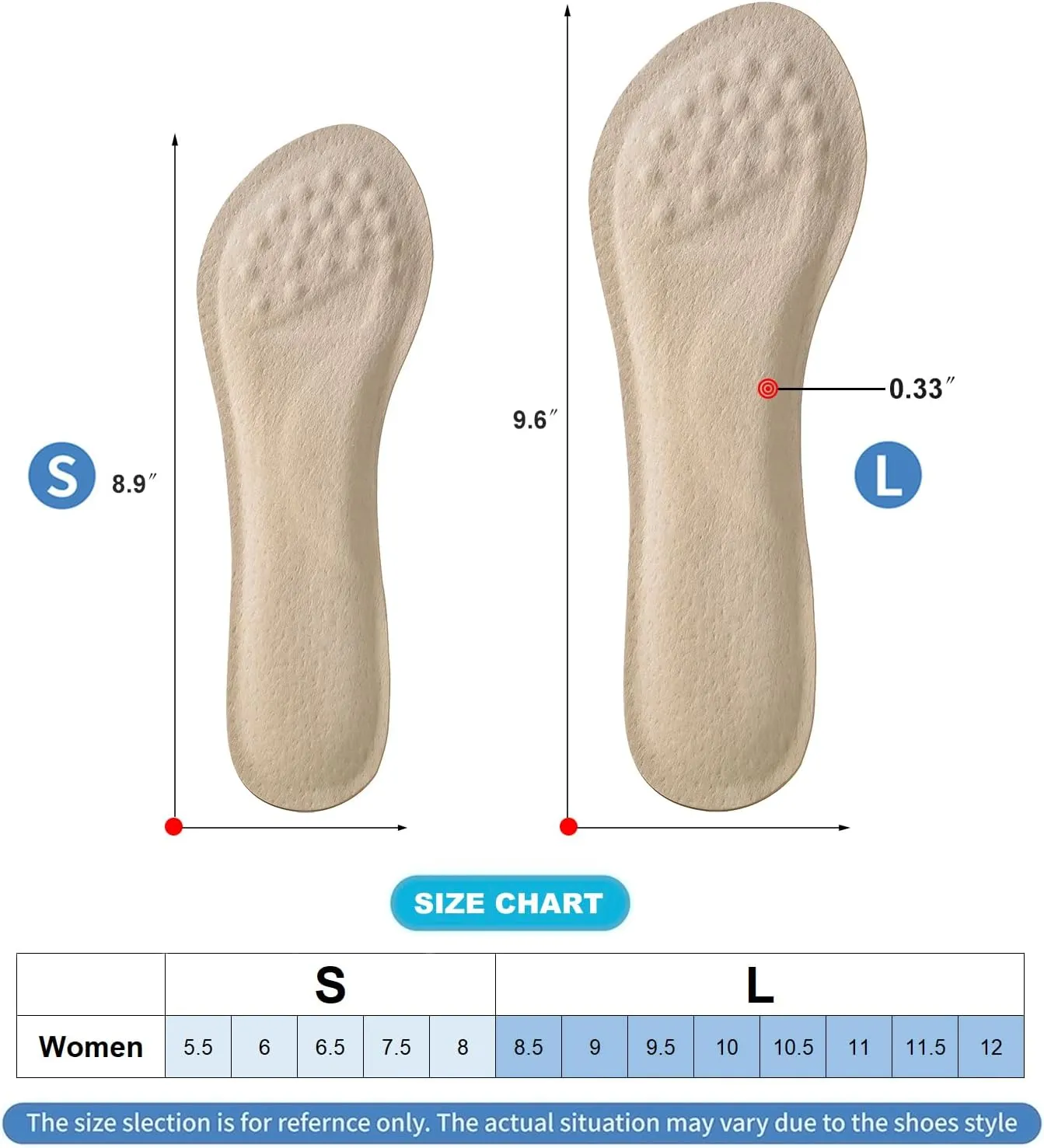 2 Pairs Pigskin High Heel Cushion Inserts for Women, Self Adhesive Arch Support Insoles for Flat Feet, Plantar Fasciitis and Pain Relief, No Slip Shoe Pads for Heels Sandals Flats Small 5-8 Size