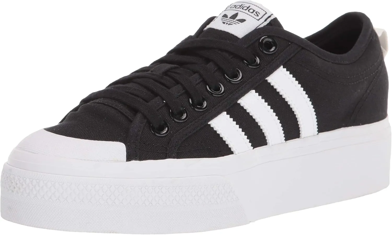 adidas Women's Nizza Platform Sneaker, Black/White/White, 5