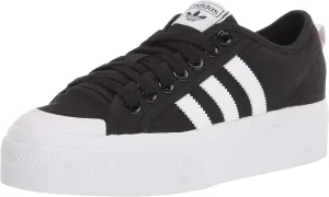 adidas Women's Nizza Platform Sneaker, Black/White/White, 5