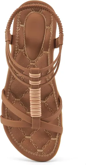 Alicegana Womens Sandals Summer Dressy Comfortable Flat Shoes Non Slip Gladiator Walking Casual Beach