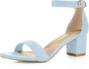 Allegra K Women's Open Toe Block Heel Ankle Strap Sandals