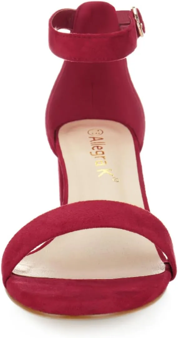 Allegra K Women's Open Toe Block Heel Ankle Strap Sandals
