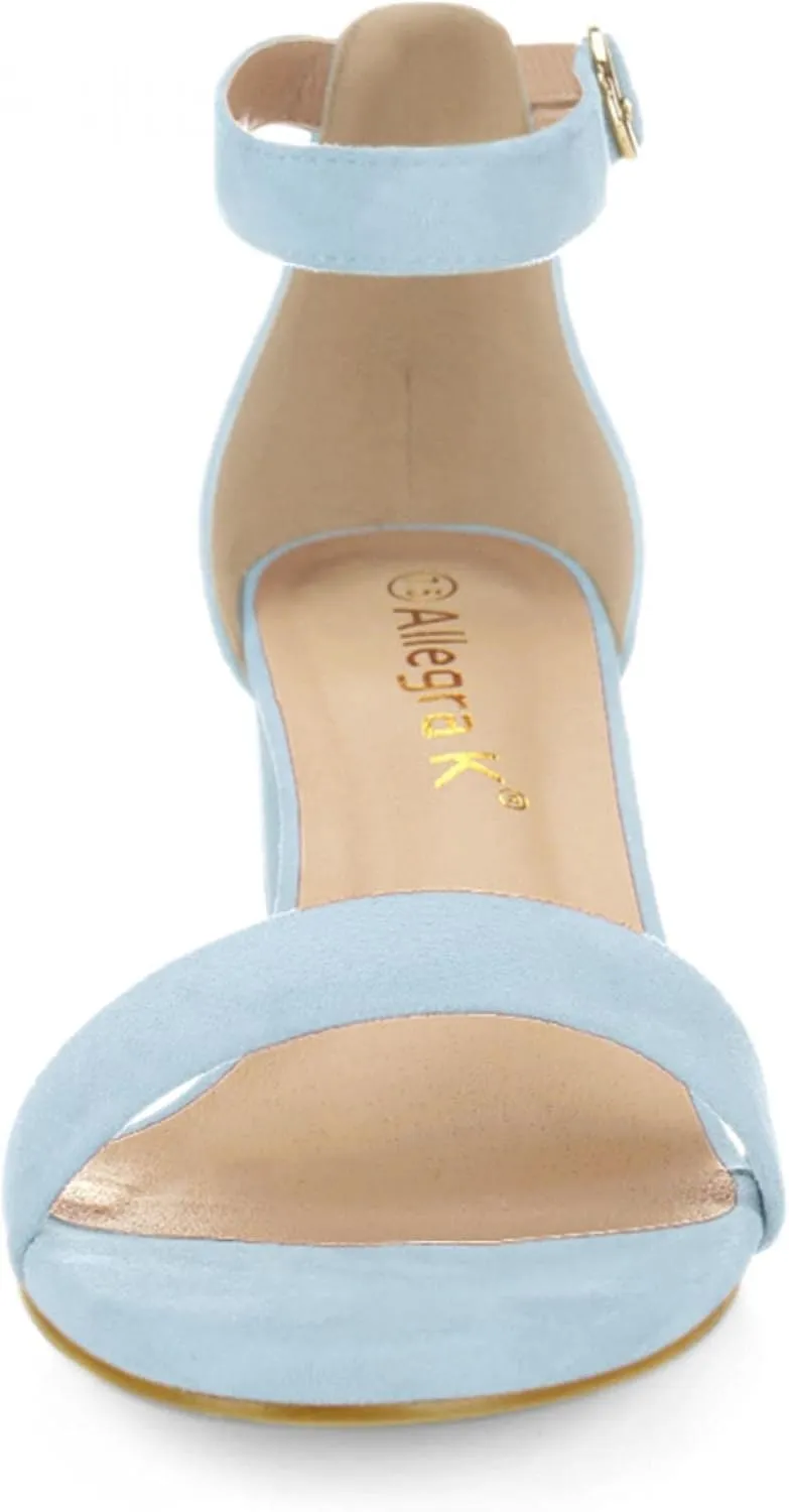 Allegra K Women's Open Toe Block Heel Ankle Strap Sandals