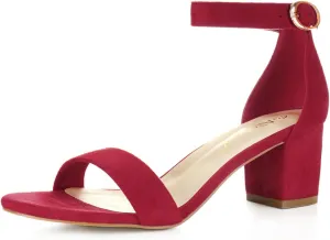 Allegra K Women's Open Toe Block Heel Ankle Strap Sandals