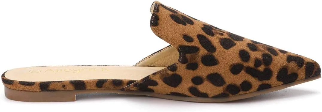 Allegra K Women's Pointed Toe Flat Slides Mules