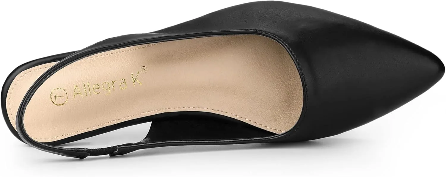 Allegra K Women's Pointed Toe Pumps Slingback Flat Pumps