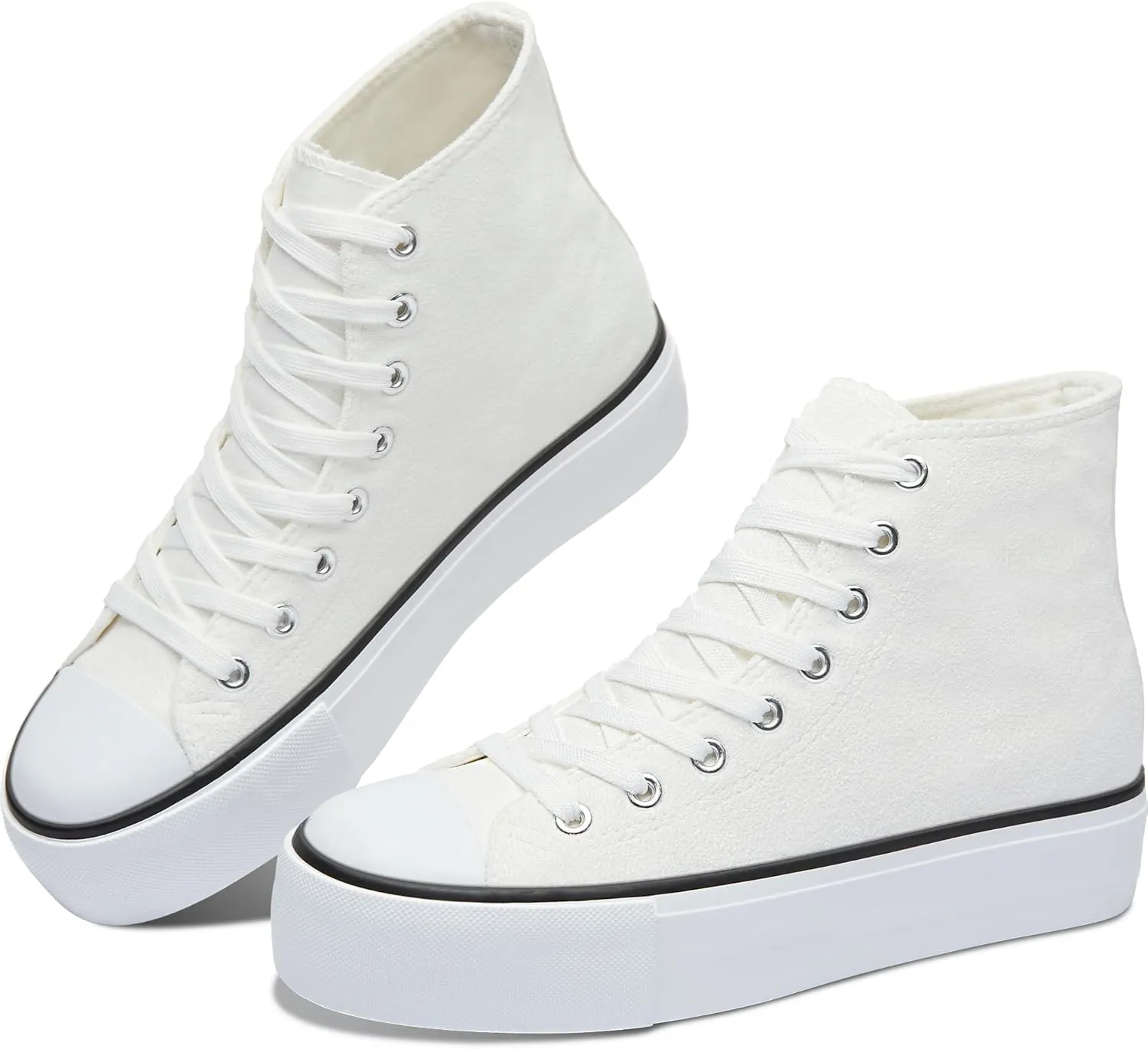 ALTOCIS Women's Comfortable Platform High Top Sneakers, Casual Mid Top Sneaker for Women, Cute Faux Suede Fashion Sneakers, Classic Lace Up Walking Shoes