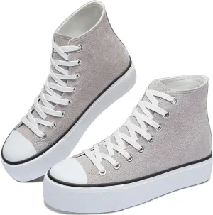 ALTOCIS Women's Comfortable Platform High Top Sneakers, Casual Mid Top Sneaker for Women, Cute Faux Suede Fashion Sneakers, Classic Lace Up Walking Shoes