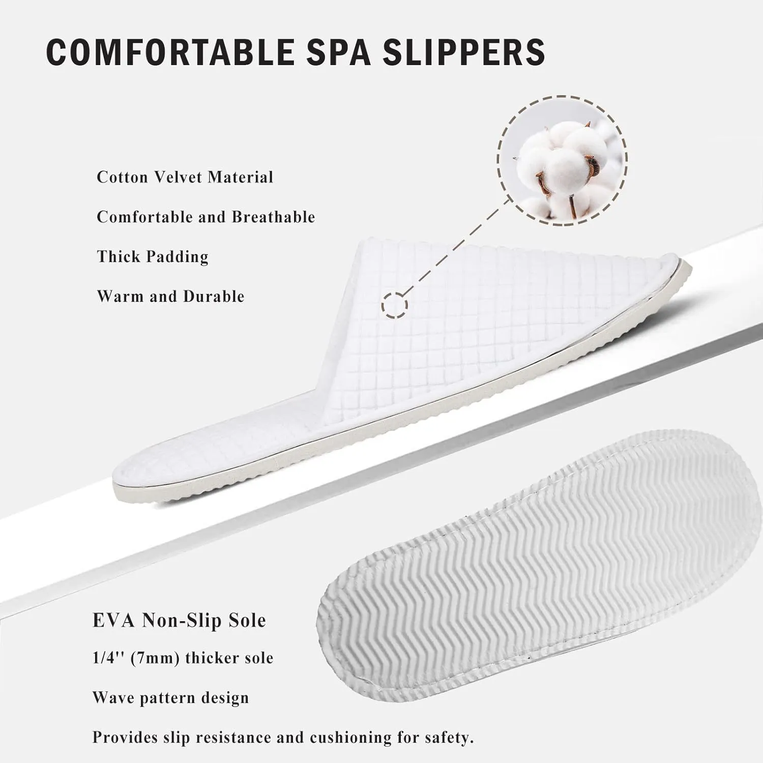 Anmerl 10 Pairs Spa Slippers for Women and Men, Universal Bulk Disposable Hotel Slippers, Non-Slip Washable Breathable Soft Comfortable House Slippers for Guest Wedding Party Travel