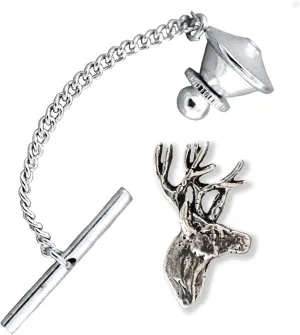 Antique Pewter Mule Deer Head Tie Tack M010TT