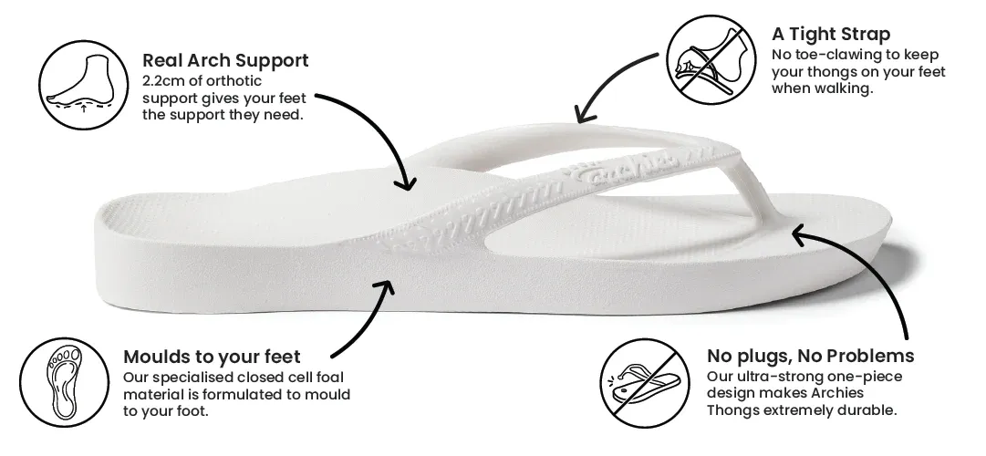 Archies: Arch Support Thongs - White