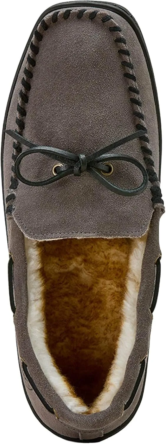 ARIAT Men's Indoor/Outdoor Warm Comfortable Harrison Moccasin Slippers with Genuine Suede Leather Upper