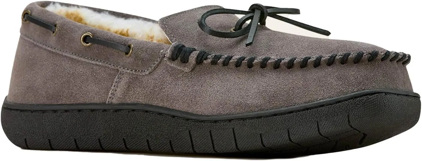ARIAT Men's Indoor/Outdoor Warm Comfortable Harrison Moccasin Slippers with Genuine Suede Leather Upper