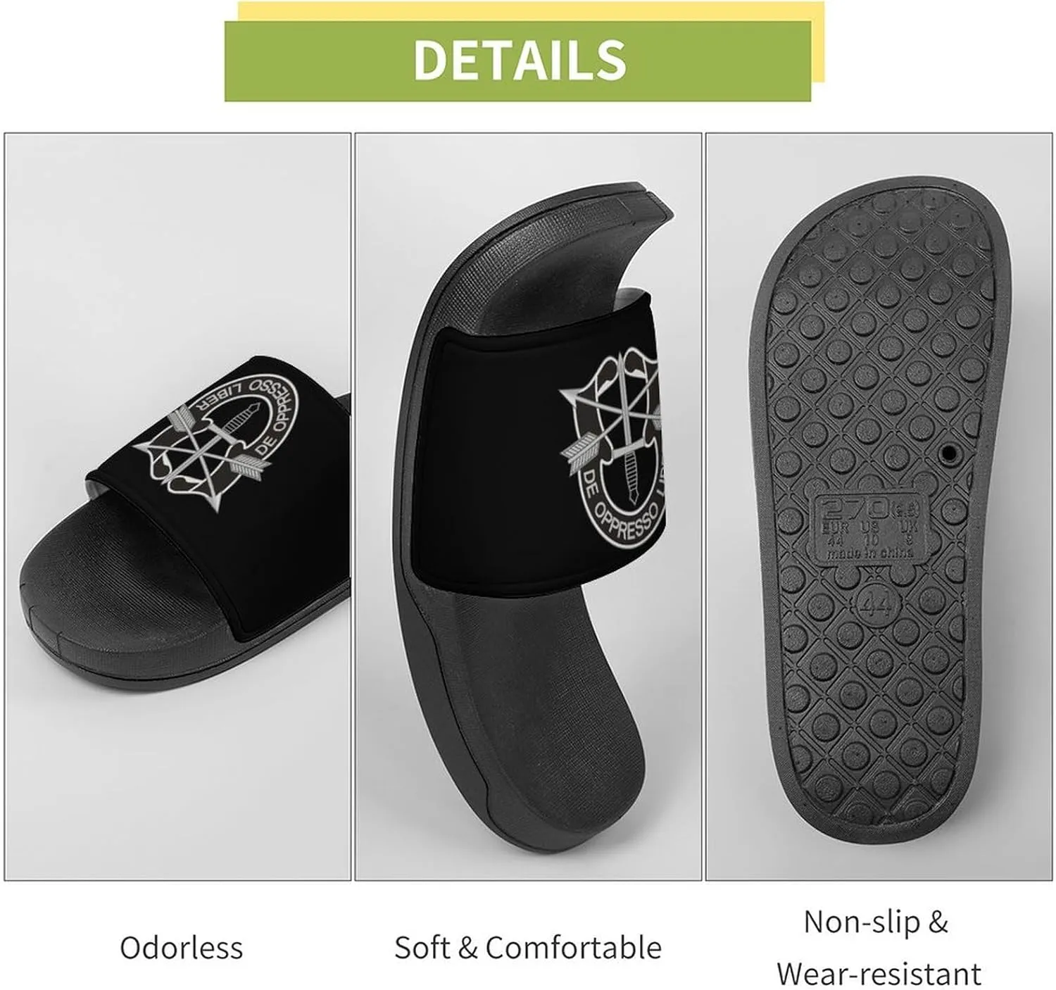 Army Special Forces Logo Funny Slide Sandals Non-Slip PVC Shower Slipper House Shoes Open Toe Slippers for Adult