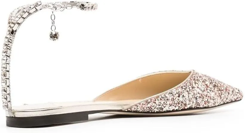 Arqa Women's Ballet Flat Crystal Ankle Strap Low Heels Dressy Comfortable Flats Shoes