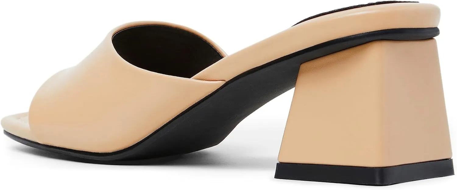 Arromic Women's Block Mule Heeled Sandals Clear Black Nude White Chunky Heels Backless Square Open Toe Slip on Mules Heeled Slippers Dressy Party Prom Wedding Shoes
