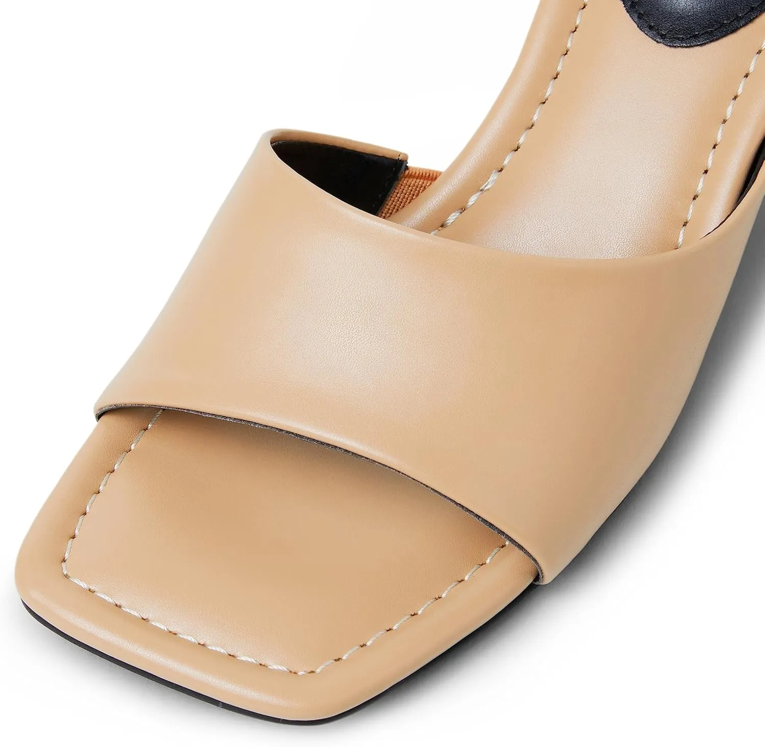 Arromic Women's Block Mule Heeled Sandals Clear Black Nude White Chunky Heels Backless Square Open Toe Slip on Mules Heeled Slippers Dressy Party Prom Wedding Shoes