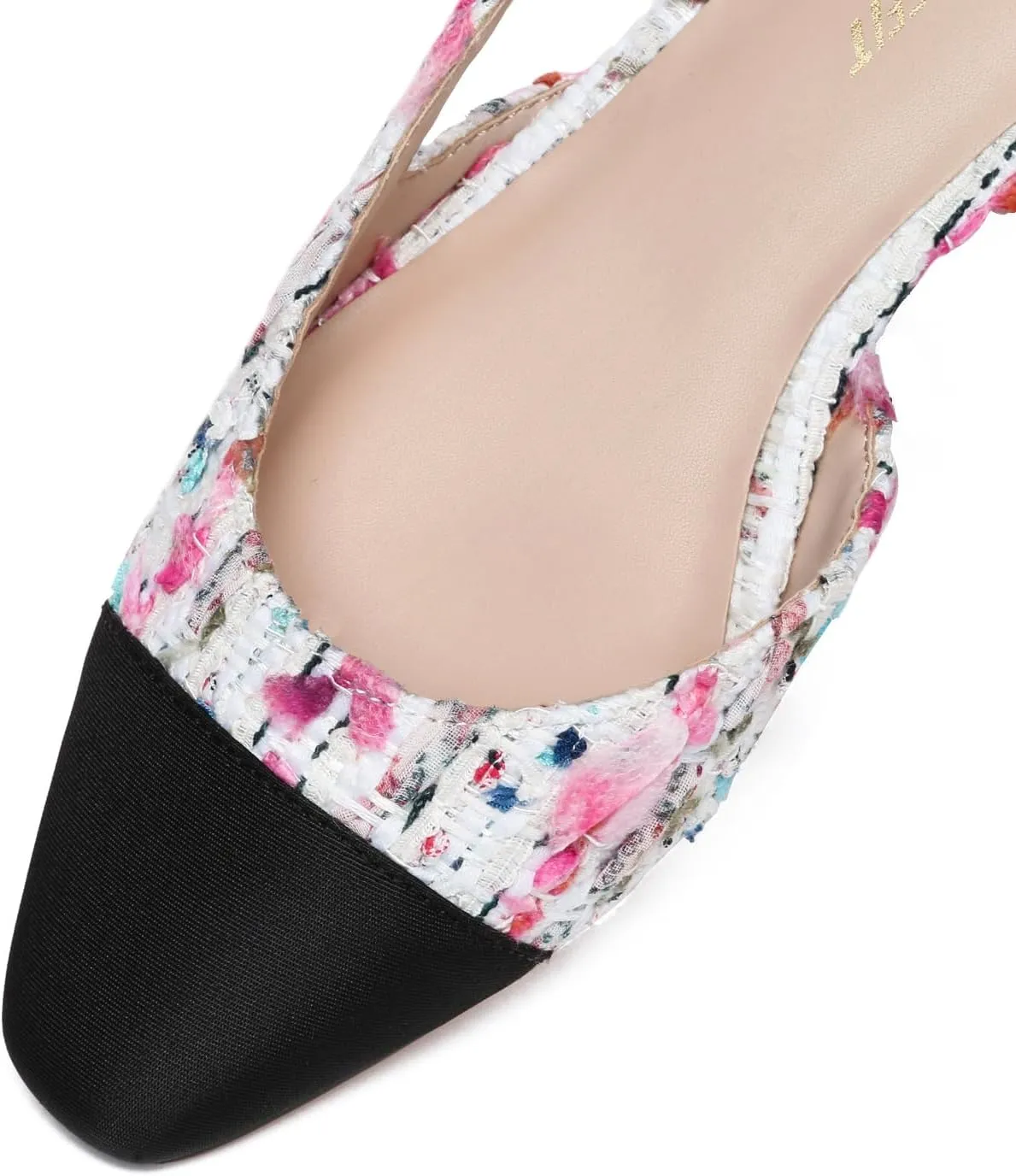 Athlefit Slingback Flats for Women Square Pointed Toe Two Toned Flats Wedding Pumps for Women