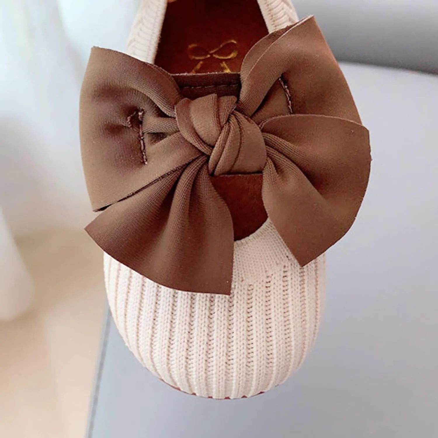 Baby Girl Shoes Mary Jane Flats Soft Anti-Slip Rubber Sole Bowknot Princess Wedding Dress Shoes for Newborn Infant