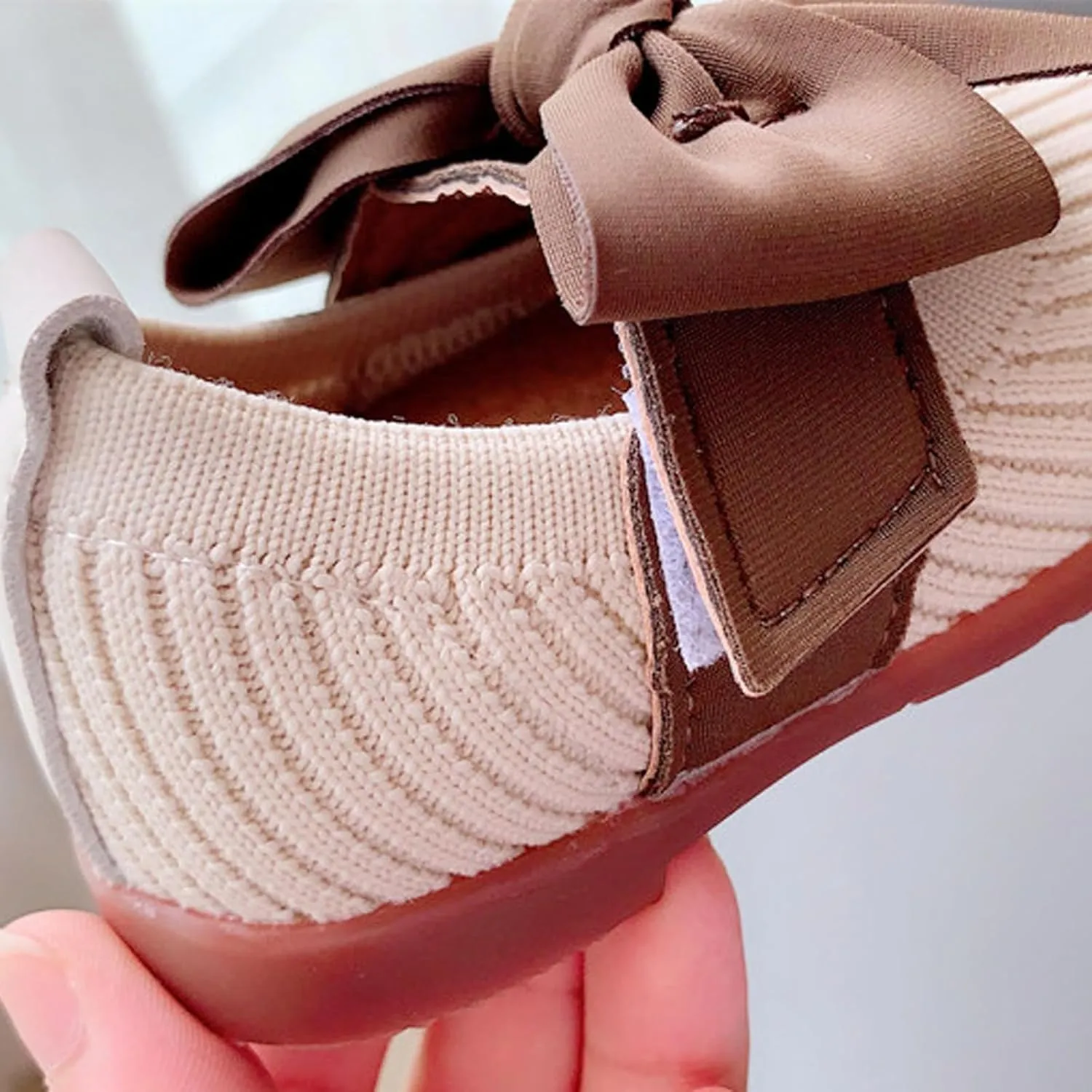 Baby Girl Shoes Mary Jane Flats Soft Anti-Slip Rubber Sole Bowknot Princess Wedding Dress Shoes for Newborn Infant