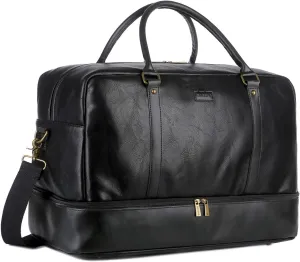 Baosha Vegan Leather Large Travel Duffel Tote Bag Carry On Weekender Overnight Bag With Shoe Compartment HB-38