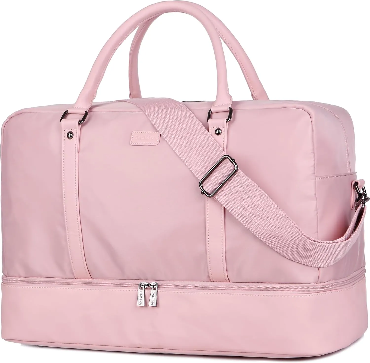 Baosha Vegan Leather Large Travel Duffel Tote Bag Carry On Weekender Overnight Bag With Shoe Compartment HB-38