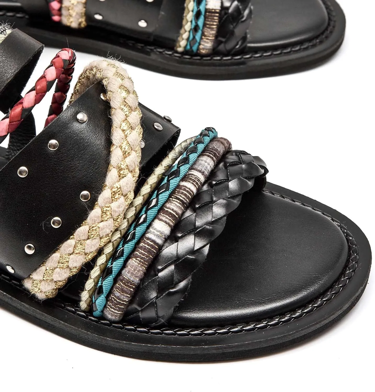 BEAU TODAY Flat Sandals for Women, Fashion Strappy Sandal Comfortable Arch Support Open Toe Beach Dressy Leather Summer Low Platform Sandals