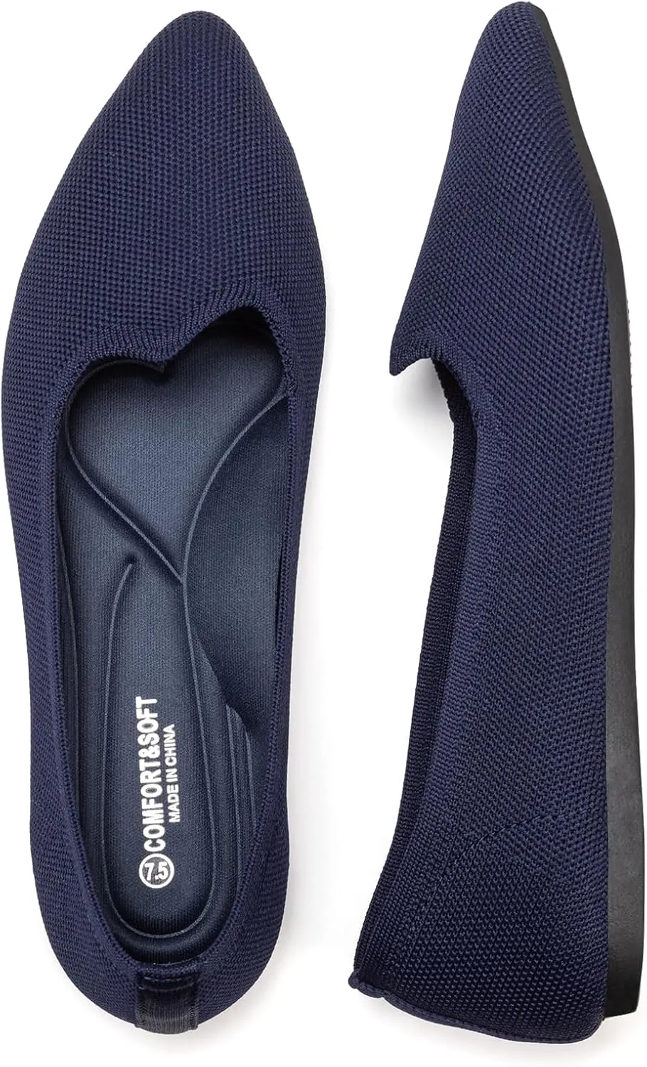 BEJINASH Women's Pointed Toe Flats Knit Flats Shoes for Women Comfortable Light Walking Shoes