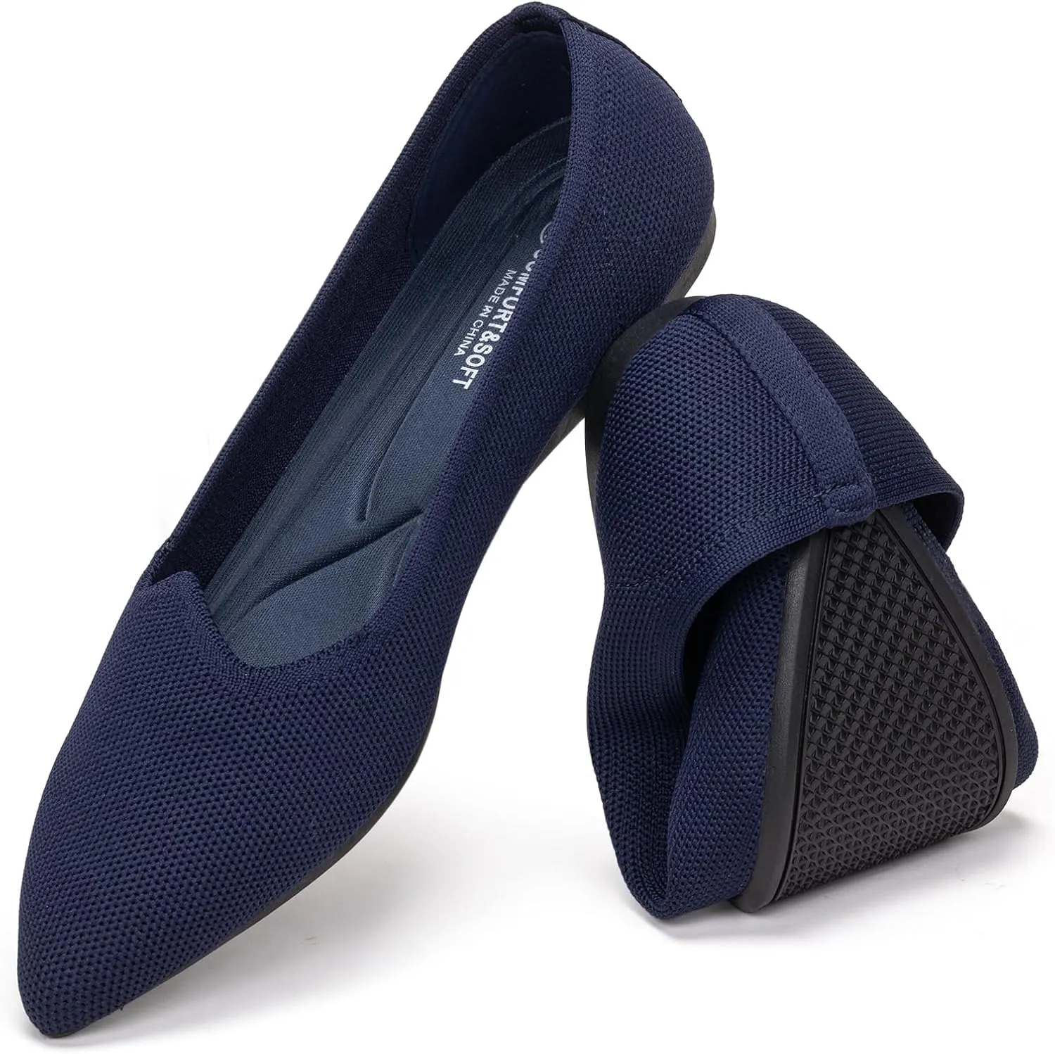 BEJINASH Women's Pointed Toe Flats Knit Flats Shoes for Women Comfortable Light Walking Shoes
