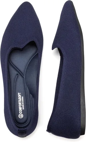 BEJINASH Women's Pointed Toe Flats Knit Flats Shoes for Women Comfortable Light Walking Shoes