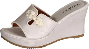 BILIKEYU Womens Wedge Platform Sandals Open Toe Slip on Slides Beach Sandal Casual Comfortable Non-Slip Summer Dress Shoes