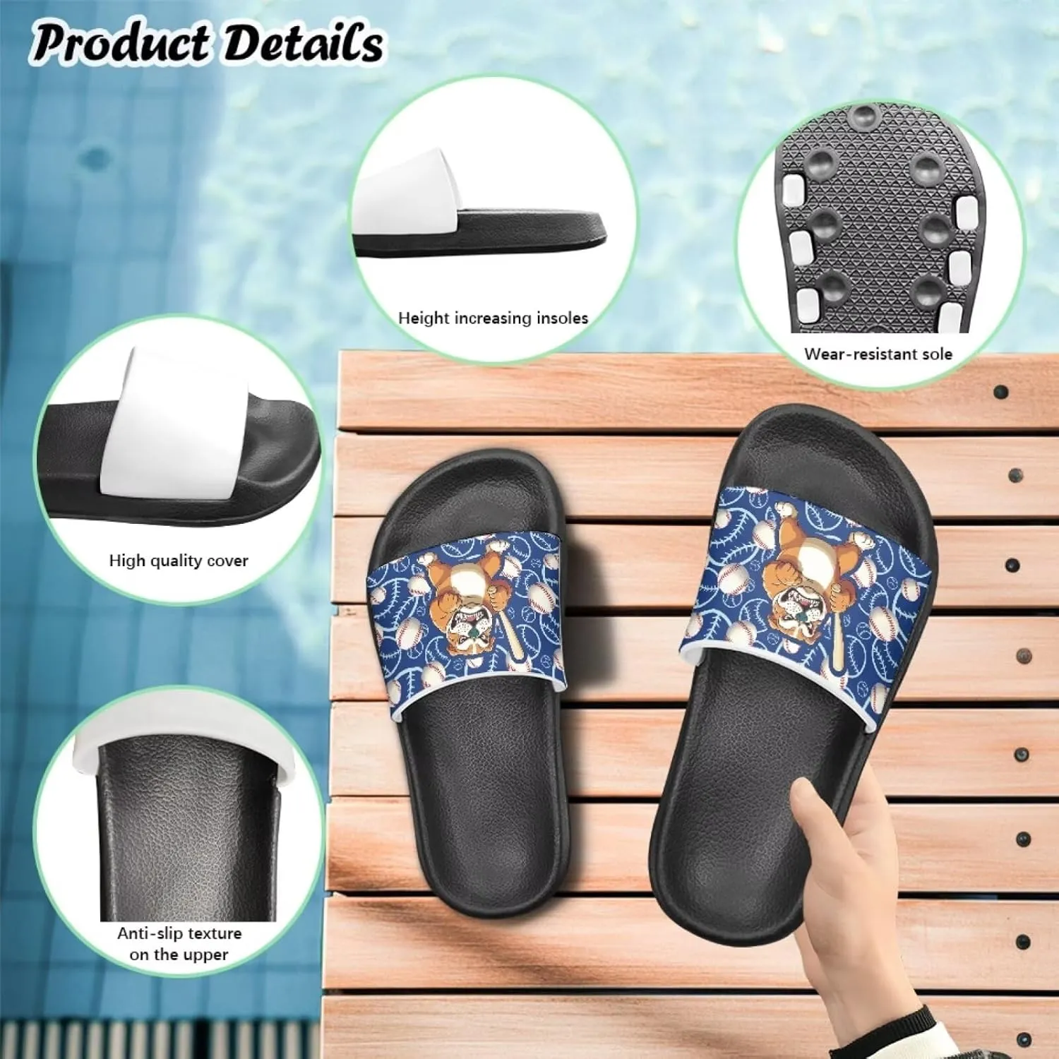 Boys Slide Sandals Non Slip Summer House Slippers Kids Slip-on Flip Flops Cusual Beach Sandal