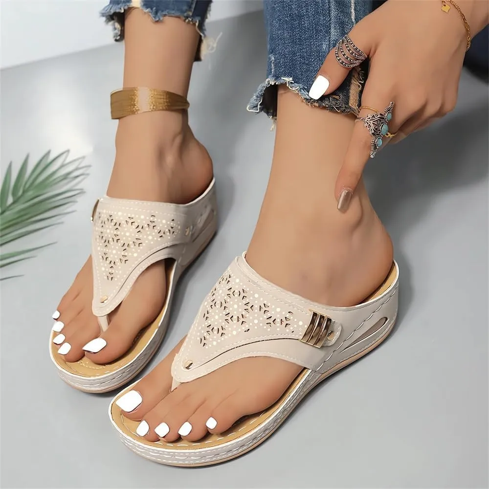 Breathable Mesh Sports Sandals With Non-Slip Sole, Comfortable Ladies Orthopedic Platform Wedge Flip Flops, Anti-Slip Sole