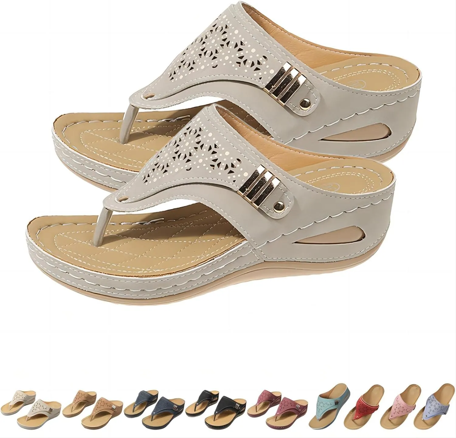 Breathable Mesh Sports Sandals With Non-Slip Sole, Women Wedges Thick-Soled Flip-Flops, Open Toe Casual Slipper
