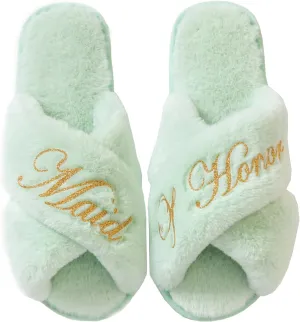Bridal Slipper - Bridesmaid & Bachelorette Gifts - Forest Green - Bridal Shower