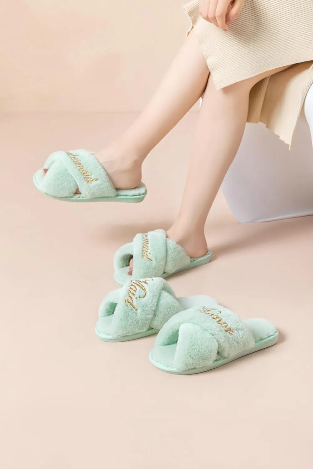 Bridal Slipper - Bridesmaid & Bachelorette Gifts - Forest Green - Bridal Shower