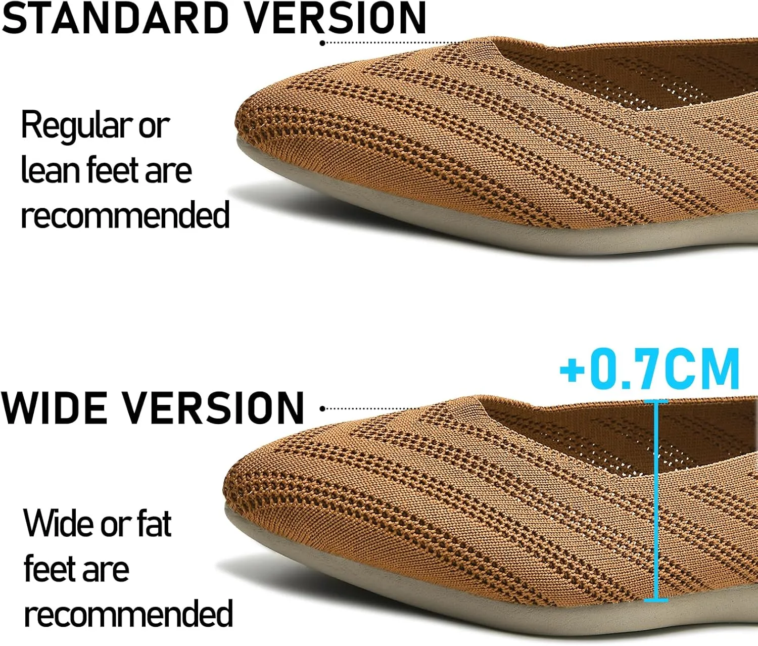 Buyrew Women's Flats Pointed Toe Ballet Shoes Knit Dress Shoes Low Wedge Slip On Arch Support Walking Office Business Flats