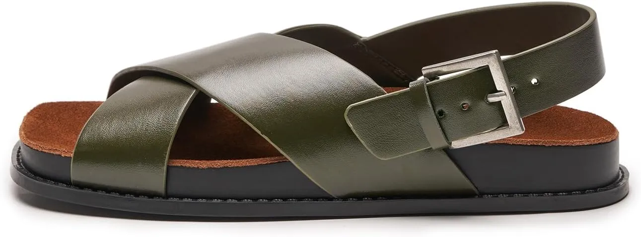 C. Paravano Women Sandals,Comfortable Dressy Flat Slides Summer Sandals with Arch Support for Walking Beach Casual Adjustable Buckle Slip-Ons Fashion Shoes