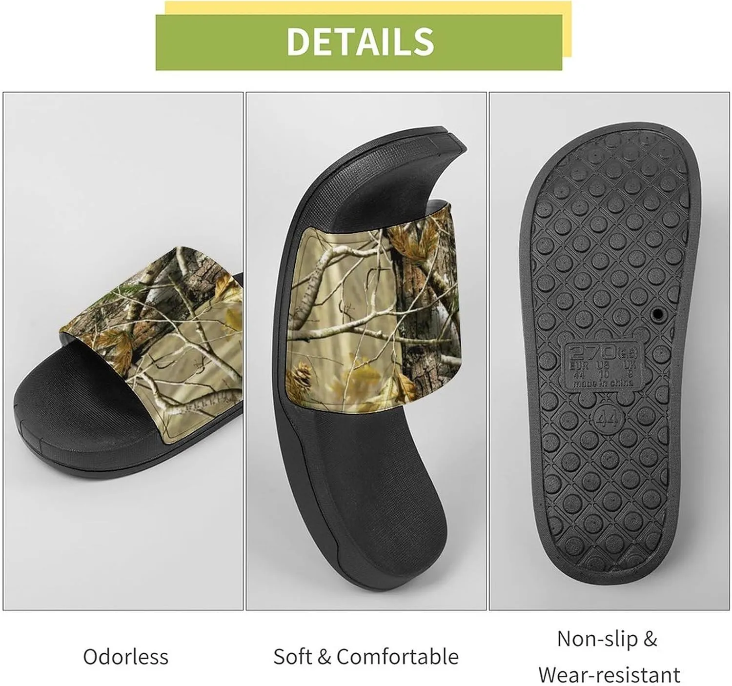 Camouflage Hunting Forests House Slippers for Women Men Shower Slides Bathroom Sandals