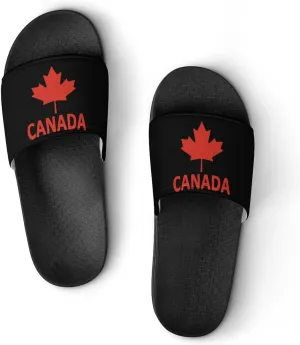 Canada Flag Maple Funny Slide Sandals Non-Slip PVC Shower Slipper House Shoes Open Toe Slippers for Adult