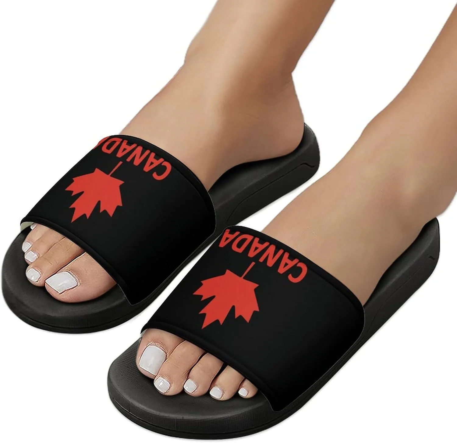 Canada Flag Maple Funny Slide Sandals Non-Slip PVC Shower Slipper House Shoes Open Toe Slippers for Adult