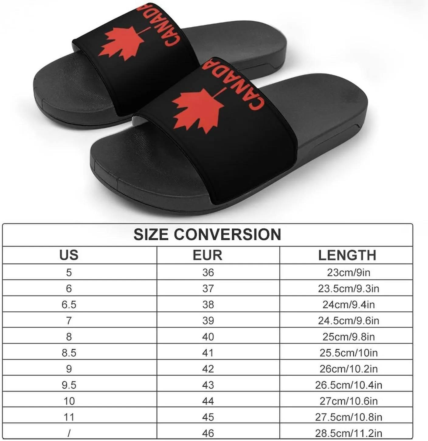 Canada Flag Maple Funny Slide Sandals Non-Slip PVC Shower Slipper House Shoes Open Toe Slippers for Adult