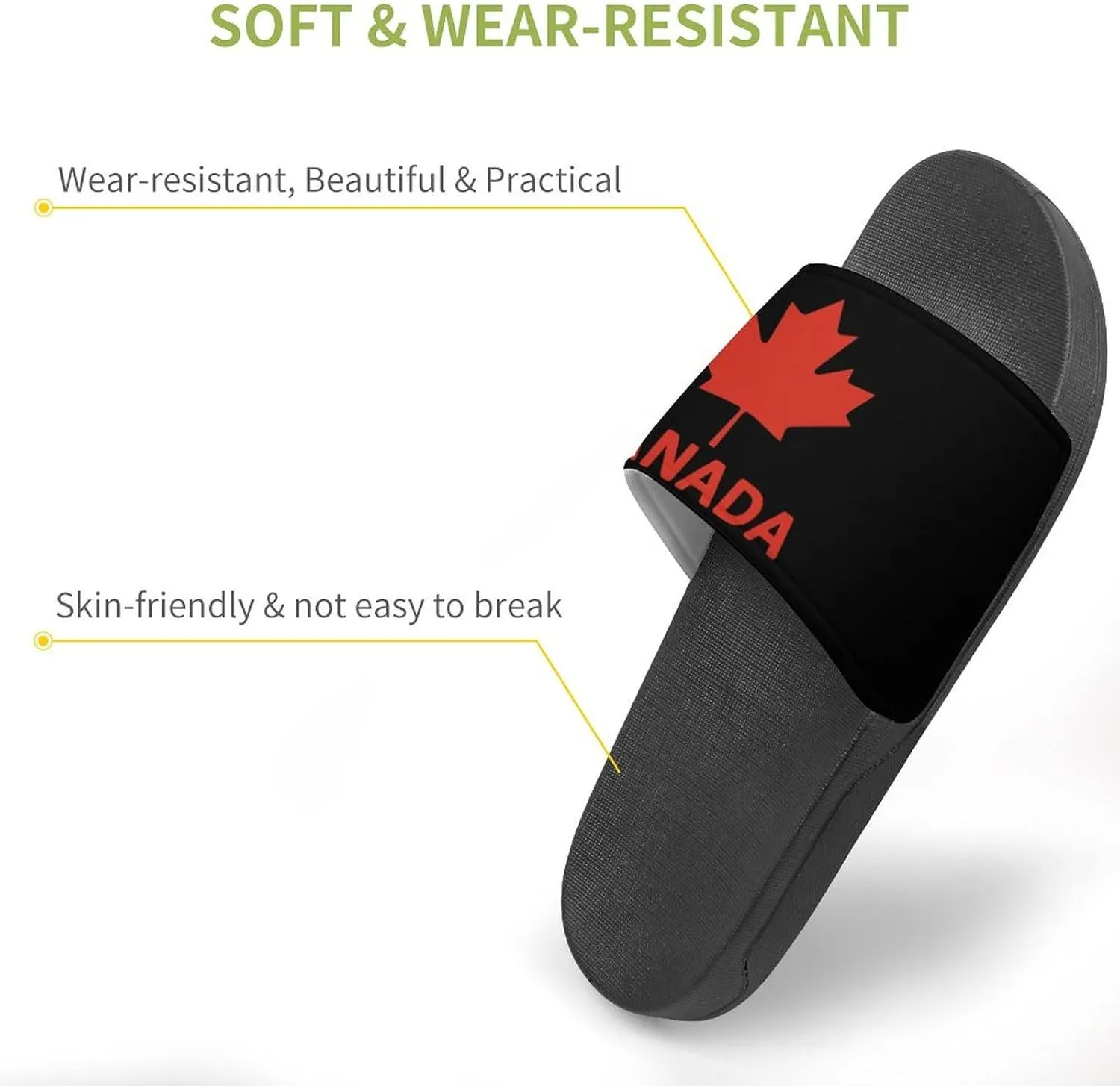 Canada Flag Maple Funny Slide Sandals Non-Slip PVC Shower Slipper House Shoes Open Toe Slippers for Adult