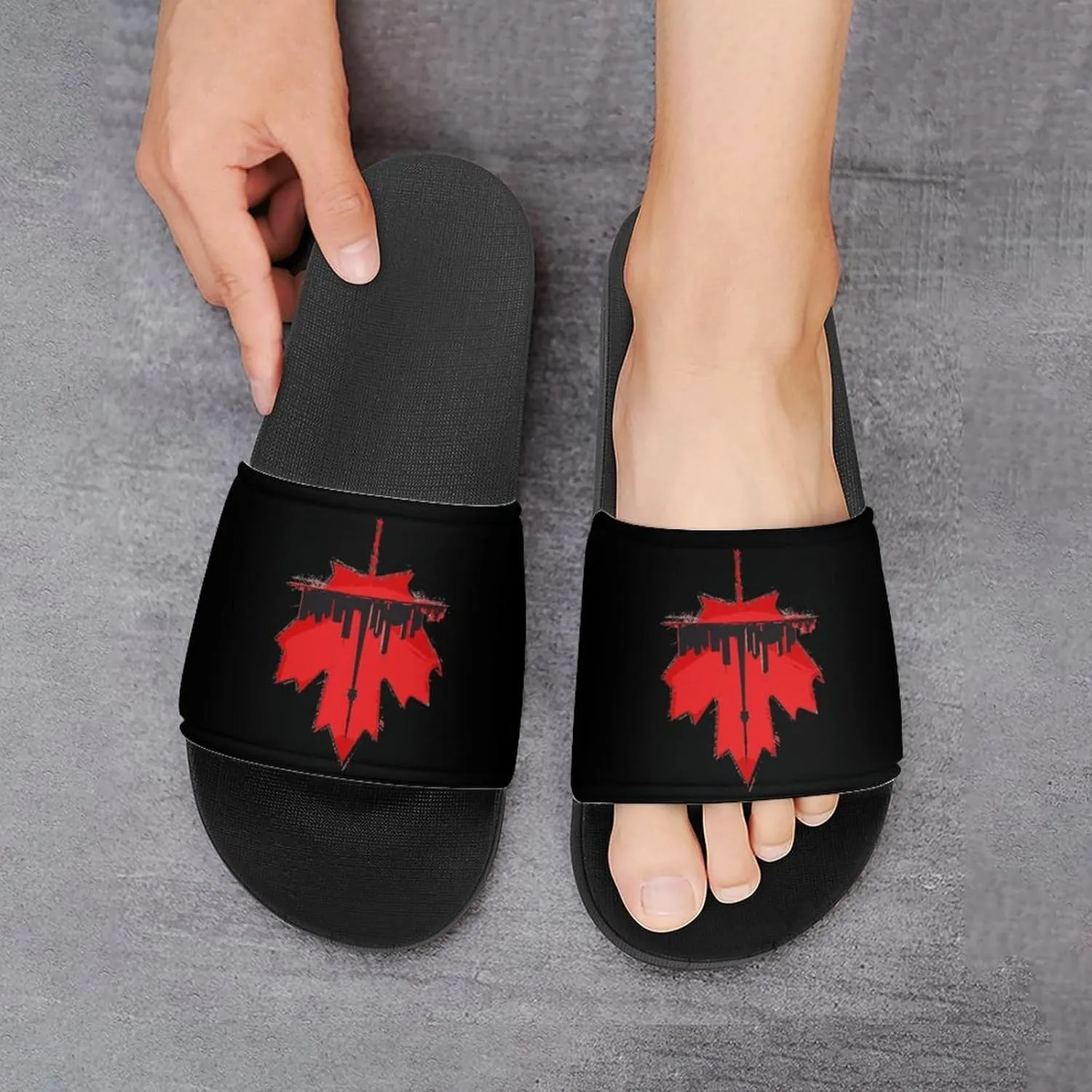 Canada Maple Leaf Skyline Women's House Sandals Non Slide Bathroom Beach Slippers for Men