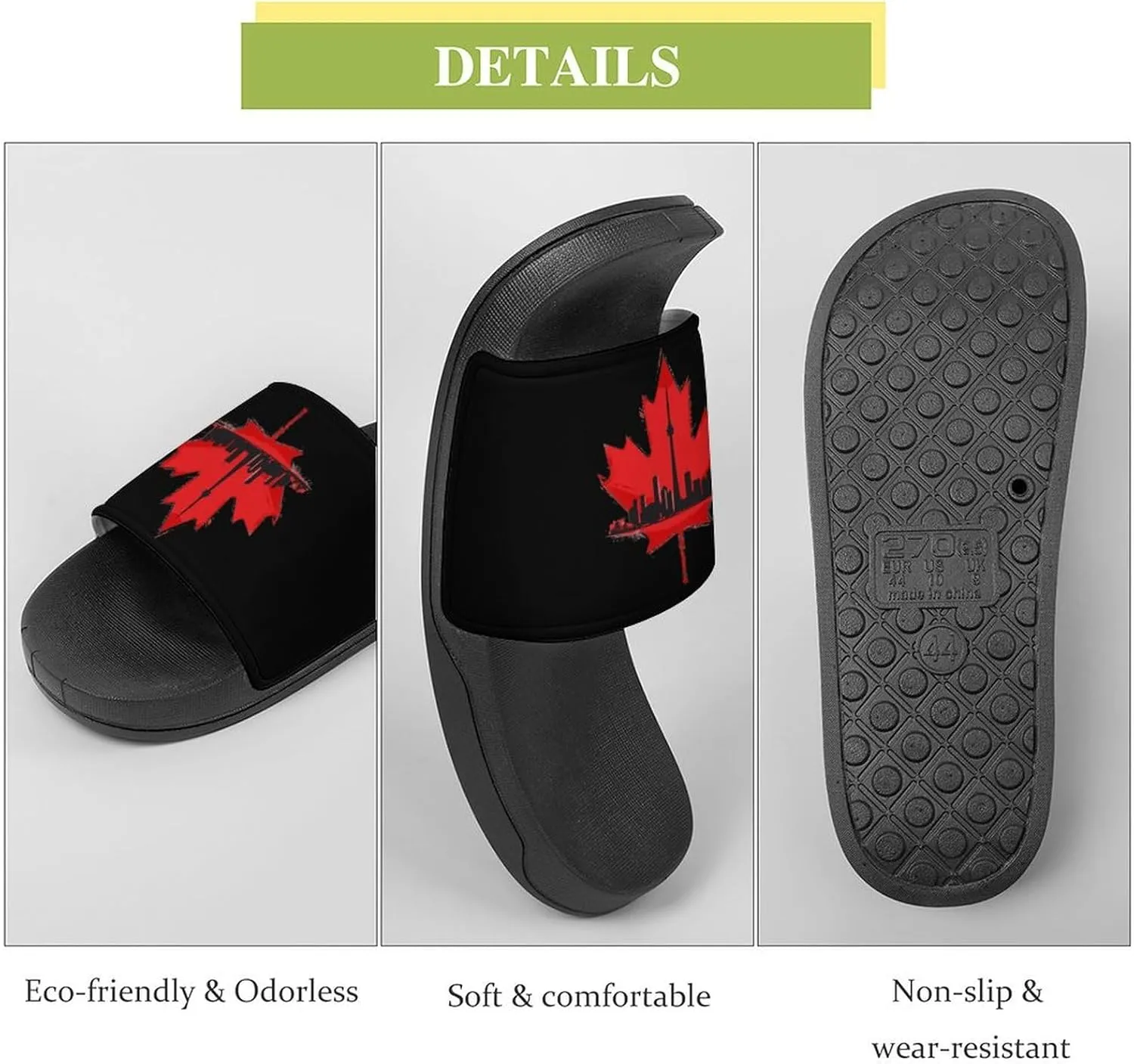 Canada Maple Leaf Skyline Women's House Sandals Non Slide Bathroom Beach Slippers for Men