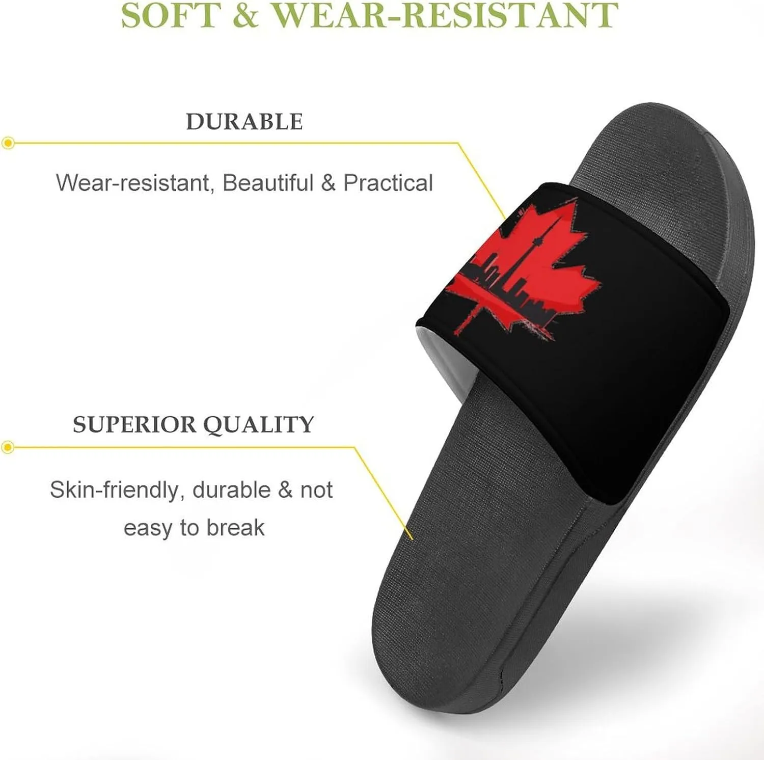Canada Maple Leaf Skyline Women's House Sandals Non Slide Bathroom Beach Slippers for Men