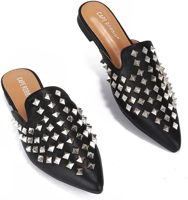 Cape Robbin Sierra Rhinestone Gem Pointy Toe Mule Flats (Sierra)