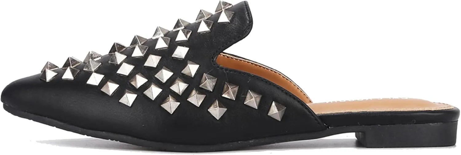 Cape Robbin Sierra Rhinestone Gem Pointy Toe Mule Flats (Sierra)